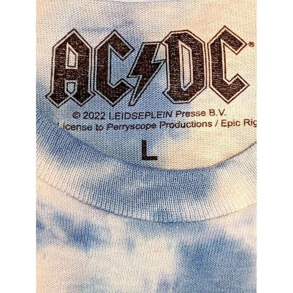 AC DC Rock Band Powerage Size Large Blue White Tie-Dye Cotton T-Shirt NEW - Picture 3 of 3